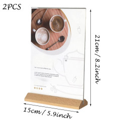 2 Pièces Présentoirs de Table, Porte Affiche, Support de Menu Double Face, Support pour Menu, A5 Porte Menu Transparent Acryliqu