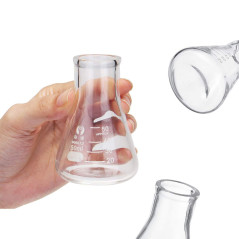 JESSTOLO 50ml Flacon Erlenmeyer verre, 10/5ml Cylindres Gradués, 2 Brosses de Nettoyage, 3 Éprouvettes, 2 Agitateurs