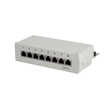 LogiLink NP0016A baie de branchements - baies de branchements (8x RJ-45, Cat6, Gris, ISO/IEC 11801 Е)
