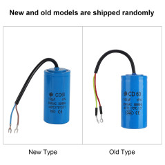 Condensateur CD60 150uF Condensateur Moteur 250V AC 50 / 60Hz avec Fil Conducteur pour Compresseur d'air de moteur