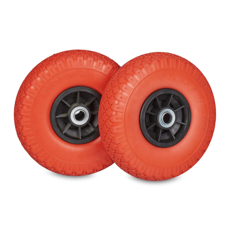 Relaxdays 2X Roues pour Diable, résistantes, en Caoutchouc, 3.00-4", 260 x 85 mm, essieu, jusqu'à 80 kg, Rouge-Noir Relaxdays 2X Roues pour Diable, résistantes, en Caoutchouc, 3.00-4", 260 x 85 mm, essieu, jusqu'à 80 kg, Rouge-Noir
