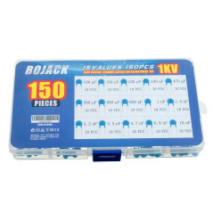BOJACK 15 valeurs 150 pièces 1KV / 100 pF à 10 nF Kit d'assortiment de condensateurs céramiques DIP haute tension