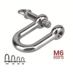 DOJA Industrial | MANILLE DE LEVAGE Acier M6 | PACK 10 | Manille droite en forme de U fixation fort GYM sac de boxe Manille brac