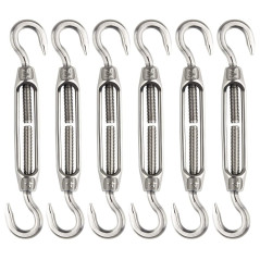6 Pièces Tendeur Cable M4 Tendeur Cable Inox 304 Réglable Crochet de Ridoir et Crochet pour Tendeur de Fil Cable Acier Corde Cro