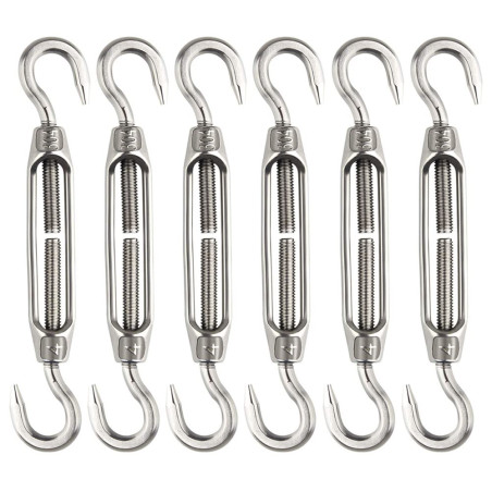 6 Pièces Tendeur Cable M4 Tendeur Cable Inox 304 Réglable Crochet de Ridoir et Crochet pour Tendeur de Fil Cable Acier Corde Cro
