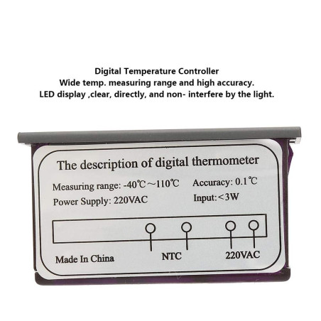 Contrôleur de température numérique, indicateur de panneau TPM-900 220V LED avec contrôleur de thermostat de capteur