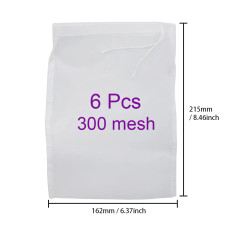 UMCHU 6 Pièces 300 mesh Filtrant en Mailles de Nylon Fines,Sac à Lait de Noix,pour lait de noix végan,lait d'amandes,jus de frui