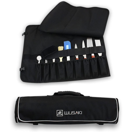 Wusaki Trousse de Cuisinier Vide pour Chefs Professionnels et étudiants en école hotelière – 9 Places + 2 Poches de Rangement