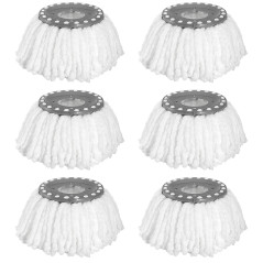 KOHAND 6 Pcs Tête Microfibre Balai, Rond Tête de Vadrouille Rechange Rotative à 360, Rond Têtes Mop à Franges Universelles pour
