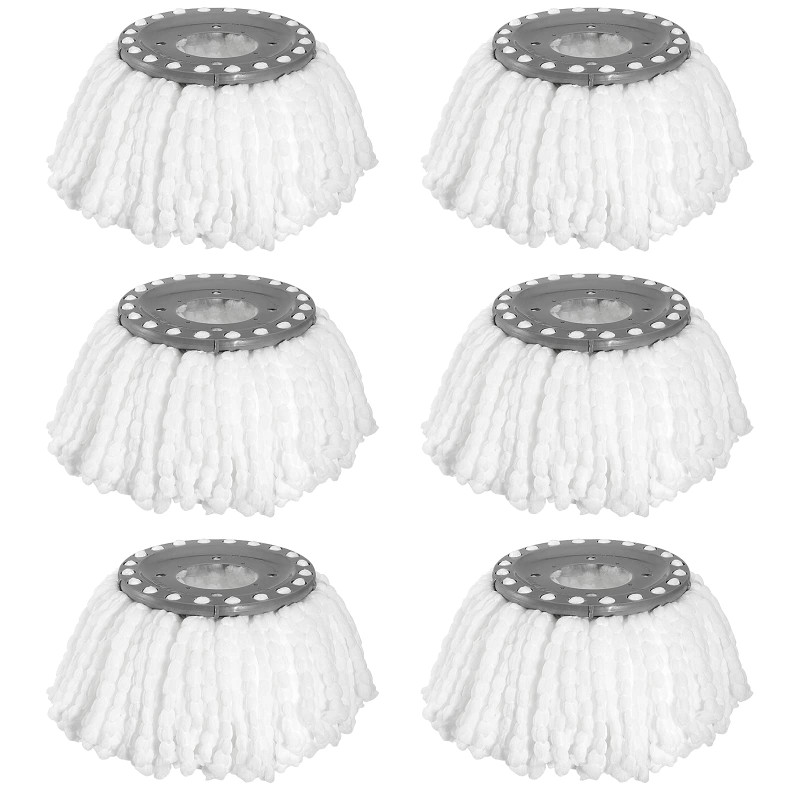 KOHAND 6 Pcs Tête Microfibre Balai, Rond Tête de Vadrouille Rechange Rotative à 360, Rond Têtes Mop à Franges Universelles pour KOHAND 6 Pcs Tête Microfibre Balai, Rond Tête de Vadrouille Rechange Rotative à 360, Rond Têtes Mop à Franges Universelles pour