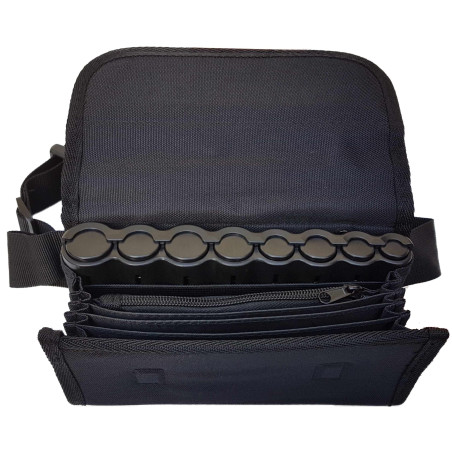CLAIRE-FONCET Sacoche Banane en Toile Tissu polyester, Avec Monnayeur Distributeur Noir de 8 Pièces d'Euros, 1 Poche Zip intérie