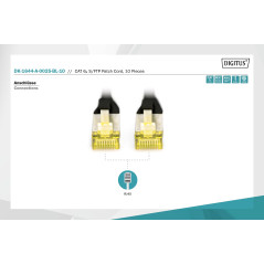 DIGITUS Câble LAN Cat 6A - 0,25m - 10 pièces - RJ45 Câble réseau - S/FTP Blindé - Compatible Cat-6 & Cat-7 - Noir