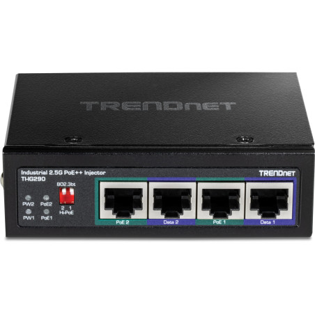 TRENDnet, TI-IG290, Injecteur PoE++ Industriel 2 Ports 2,5 G 95 W, Prend en Charge IEEE 802.3af PoE, IEEE 802.3at PoE+ et IEEE 8
