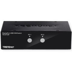 TRENDnet, TK-241DP, Commutateur KVM DisplayPort 2 ports avec audio, hub USB 2.0 2 ports, compatible 4K UHD 3840 x 2160 à 60 Hz, 