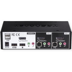 TRENDnet, TK-241DP, Commutateur KVM DisplayPort 2 ports avec audio, hub USB 2.0 2 ports, compatible 4K UHD 3840 x 2160 à 60 Hz, 