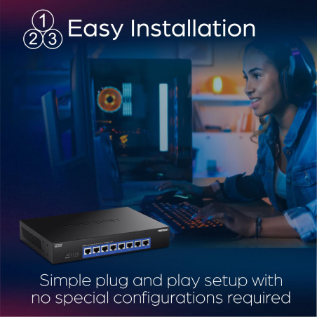 TRENDnet, TEG-S708, Commutateur 8 Ports 10G, 8 Ports 10G RJ-45, capacité de Commutation 160 Gbps montable en Rack, connexions ré