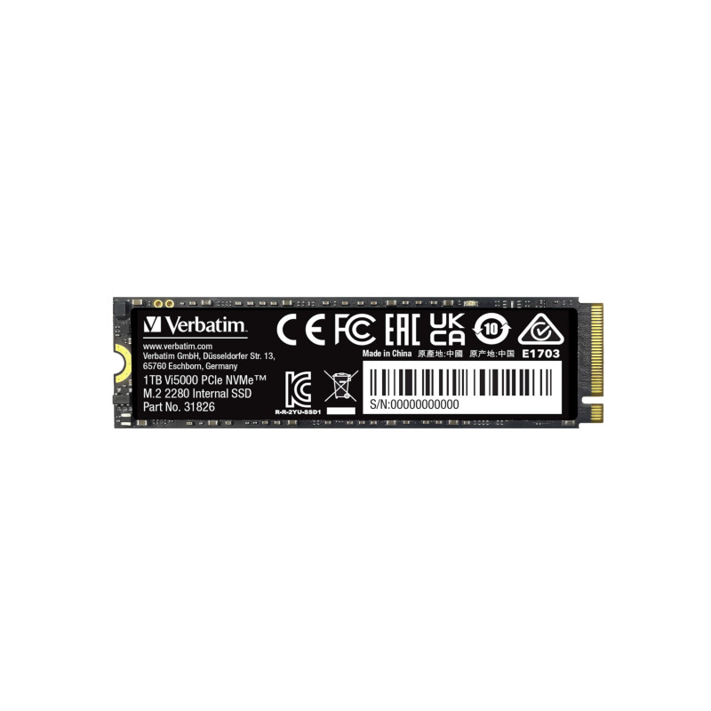 Verbatim SSD Interne Vi5000 NVMe M.2 1To, Disque SSD Interne PCIe Gen 4, Jusqu’à 5000 Mo/s en Lecture, SSD Haute Performance, id