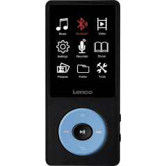 Lenco Xemio-860BU Lecteur MP3 MP4 Bluetooth® 5.3 8 Go - Écran LCD TFT 2,4” - Batterie 18 h - Enregistrement Vocal - Micro SD Jus