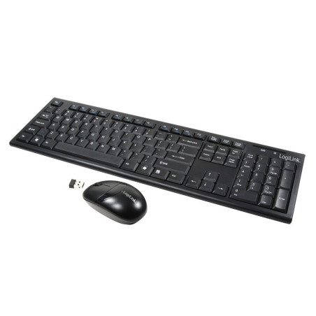 Logilink Keyboard Wireless 2,4GHz Black, German Layout with, ID0104 (Black, German Layout with Mouse German)