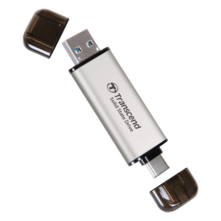Transcend ESD310S SSD Portable 2TB Haute Vitesse jusqu'à 1050 MB/s, Ultra Compact, Compatible Type-A/Type-C PS4/PS5 Testé pour U