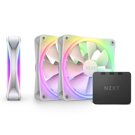 NZXT F120 RGB Duo - RF-D12TF-W1 - 3 ventilateurs RGB double LED de 120 mm avec contrôleur - 20 LED configurables individuellemen