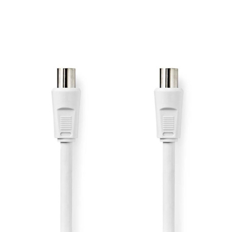 NEDIS Câble coaxial | Fiche IEC (coaxiale) | Fiche IEC (Coax) | Nickelé | 75 Ohm | Double blindage | 3 m | Rond | PVC | Blanc |