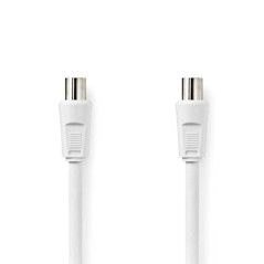 NEDIS Câble coaxial | Fiche IEC (coaxiale) | Fiche IEC (Coax) | Nickelé | 75 Ohm | Double blindage | 3 m | Rond | PVC | Blanc | 