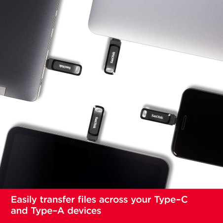 SanDisk 1 To Ultra Dual Drive Go, Clé USB Type-C avec connecteurs USB Type-C et USB Type-A réversibles, jusqu'à 400 Mo/s, pour S