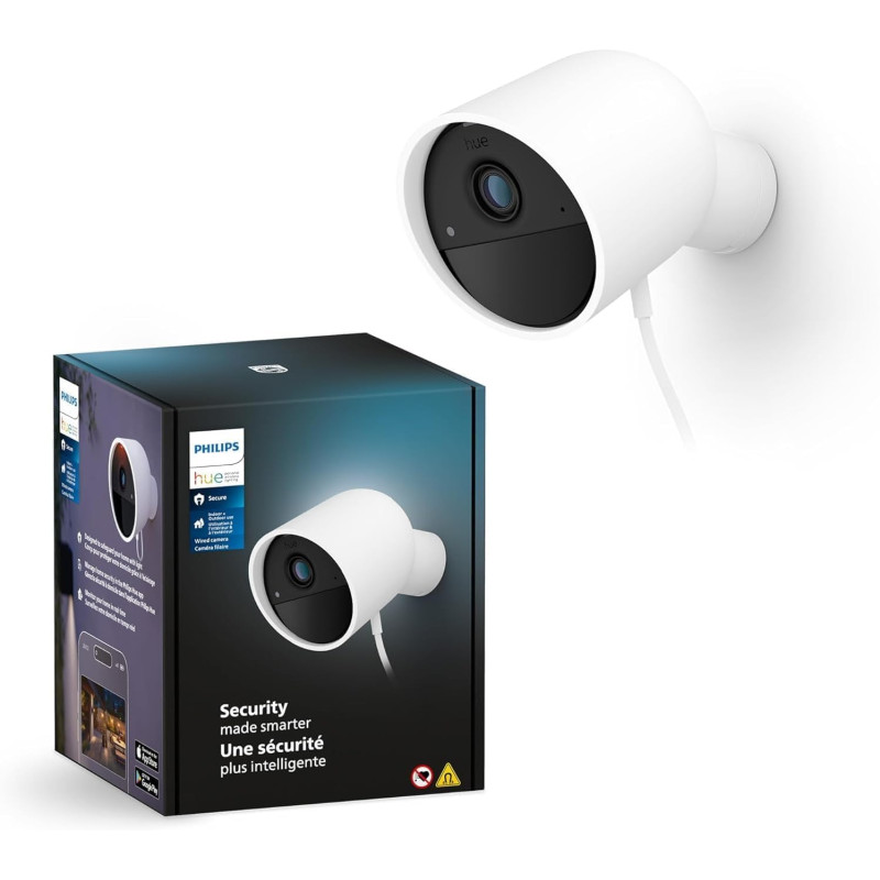Philips Hue Secure, Caméra HD 1080P Filaire, Utilisation intérieure ou extérieure, contrôle avec Une Seule Application, Blanc Philips Hue Secure, Caméra HD 1080P Filaire, Utilisation intérieure ou extérieure, contrôle avec Une Seule Application, Blanc