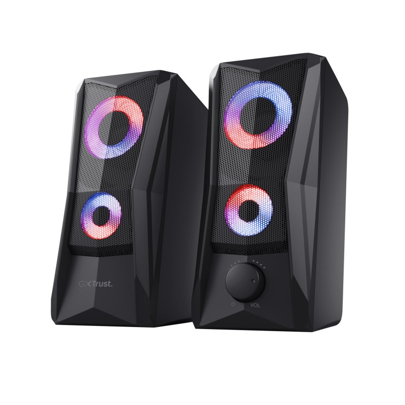 Trust Gaming GXT 606B Javv Enceinte PC Gamer 2.0 avec Éclairage LED RGB, 12W (6W RMS), Alimentation USB, Jack 3,5 mm, Système d' Trust Gaming GXT 606B Javv Enceinte PC Gamer 2.0 avec Éclairage LED RGB, 12W (6W RMS), Alimentation USB, Jack 3,5 mm, Système d'