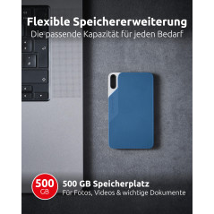 Intenso Disque dur externe SSD TX100, 500 Go Portable Solid State Drive, Super Speed USB 3.2 Gen 1x1 (5 Gbit/s), jusqu'à 500 Mo/