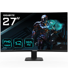 GIGABYTE GS27F Moniteur de Jeu 27" FHD - 1920 x 1080, 165Hz, 1ms, 300 CD/m², FreeSync Premium, HDR Ready, HDMI 2.0, DisplayPort 