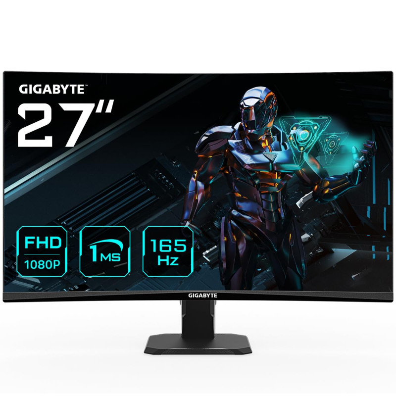 GIGABYTE GS27F Moniteur de Jeu 27" FHD - 1920 x 1080, 165Hz, 1ms, 300 CD/m², FreeSync Premium, HDR Ready, HDMI 2.0, DisplayPort GIGABYTE GS27F Moniteur de Jeu 27" FHD - 1920 x 1080, 165Hz, 1ms, 300 CD/m², FreeSync Premium, HDR Ready, HDMI 2.0, DisplayPort