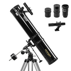 Télescope Omegon N 114/900 EQ-1 | Télescope à miroir pour débutants | Monture parallactique EQ-1 | Suivi précis | Trépied | Pour