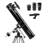 Télescope Omegon N 114/900 EQ-1 | Télescope à miroir pour débutants | Monture parallactique EQ-1 | Suivi précis | Trépied | Pour Télescope Omegon N 114/900 EQ-1 | Télescope à miroir pour débutants | Monture parallactique EQ-1 | Suivi précis | Trépied | Pour