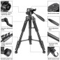 Neewer 142 centimètres Trépied Aluminium Portable Noir avec Tête Pivotante 3 Directions et Sac pour DSLR, DV Vidéo Caméscope, Ch Neewer 142 centimètres Trépied Aluminium Portable Noir avec Tête Pivotante 3 Directions et Sac pour DSLR, DV Vidéo Caméscope, Ch