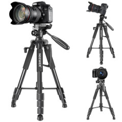 Neewer 142 centimètres Trépied Aluminium Portable Noir avec Tête Pivotante 3 Directions et Sac pour DSLR, DV Vidéo Caméscope, Ch