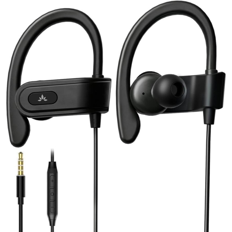 Avantree E171 - Auriculaires Sport avec Micro et télécommande, Ecouteurs filaires de Running à Crochet d'oreille Kompatibel Casq