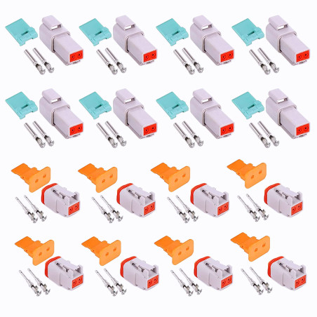 HUAZIZ 8 Sets Ensembles Connecteur Imperméable, Connecteurs DT à 2 Pin, Auto Terminal Connecteur de Fil de Voiture Électrique Ét