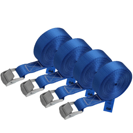 Sangle à Griffe Sangle d'arrimage Sangle de Fixation - Bleu - 1m 2,5m 4m 6m - Charge maximale 250 kg DIN en 12195-2, 4 pièces 2.