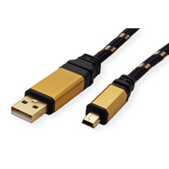 ROLINE GOLD Câble USB 2.0 HighSpeed | Type A - Mini B | 0,8 m