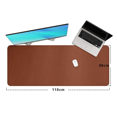 ZORESYN XXL Tapis de Souris,sous-Mains en Cuir PU,imperméable Tapis de Souris Gaming(Marron, 110x50CM)
