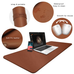 ZORESYN XXL Tapis de Souris,sous-Mains en Cuir PU,imperméable Tapis de Souris Gaming(Marron, 110x50CM)