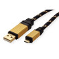 ROLINE GOLD câble USB 2.0 - Type AB mâle - Câble Micro USB - Câble de recharge pour Smartphone et Tablette - 0.8m ROLINE GOLD câble USB 2.0 - Type AB mâle - Câble Micro USB - Câble de recharge pour Smartphone et Tablette - 0.8m