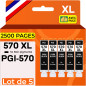 Supply Guy 5 Cartouches d'encre avec Puce Compatible avec Canon PGI-570 PGBK Noir Grande pour Pixma MG5750 MG5751 MG6850 MG7750 