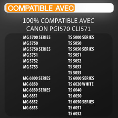 Supply Guy 5 Cartouches d'encre avec Puce Compatible avec Canon PGI-570 PGBK Noir Grande pour Pixma MG5750 MG5751 MG6850 MG7750 