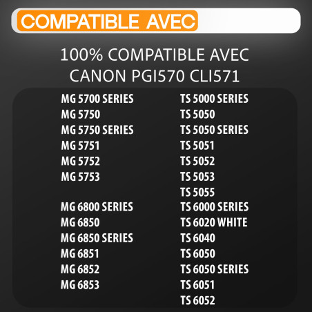 Supply Guy 5 Cartouches d'encre avec Puce Compatible avec Canon PGI-570 PGBK Noir Grande pour Pixma MG5750 MG5751 MG6850 MG7750 