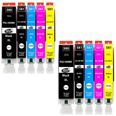 Happy Printer 10 XXL Cartouches compatibles avec Canon PGI-580 CLI-581 pour Pixma TR7500 TR7550 TR8550 TS6100 TS6150 TS6151 TS62