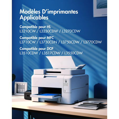 VIPGOOD TN247 TN-243CMYK Cartouches de Toner Compatible pour Brother TN247 TN243 pour DCP-L3550CDW MFC-L3750CDW MFC-L3770CDW MFC