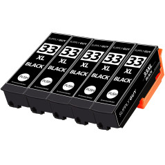 Supply Guy 5 Cartouches d'encre Compatible avec Epson 33XL Noir pour Expression Premium XP530 XP540 XP630 XP635 XP640 XP645 XP83